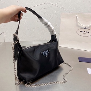 กระเป๋าแบรนด์เนม-Prada-กระเป๋าผู้หญิง/กระเป๋าใต้วงแขน/ของแท้100%/พร้อมส่งยิงจริง [ส่งฟรี]เทรนด์แฟชั่นใหม่