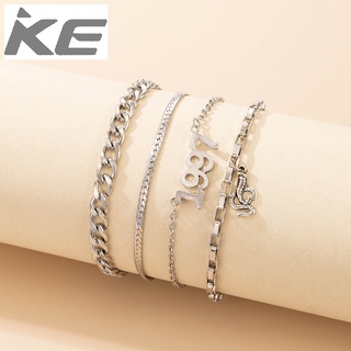 Simple Jewelry Number 1997 Anklet Set of Four Geometric Snake Anklet Set for girls for women l