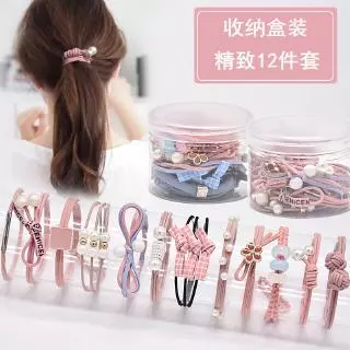 ยางรัดผม สไตล์เกาหลีและญี่ปุ่น สำหรับผู้หญิง 12 ชิ้น