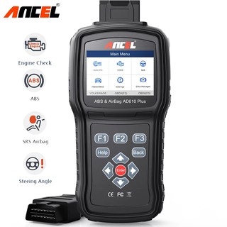 Ancel AD610 Plus OBD2 เครื่องสแกนเนอร์ SAS SRS (ถุงลมนิรภัย) เครื่องอ่านโค้ด ยานยนต์ OBD II ABS รีเซ็ต เครื่องมือสแกนวินิจฉัย