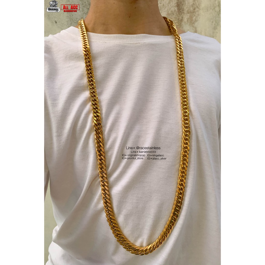 สร้อยคอทองHiphop ยาว100เซน SS10มิล สแตนเลสแท้100% stainless 316l สร้อยคอโซ่ necklace