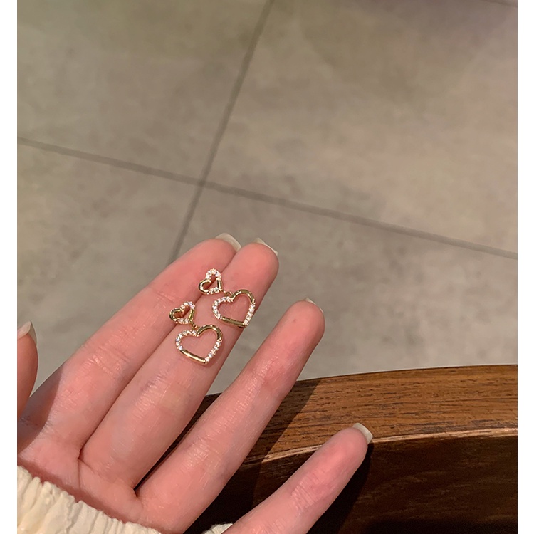 Shine Zircone ต่างหูสตั๊ด จี้รูปหัวใจ หรูหรา เครื่องประดับ สําหรับเด็กผู้หญิง - รูปที่ 2