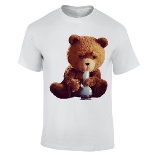 ใหม่ เสื้อยืดลําลอง สําหรับผู้ชาย แขนสั้น คอกลม พิมพ์ลาย Ted Bear Smoking Bong Zzสามารถปรับแต่งได้