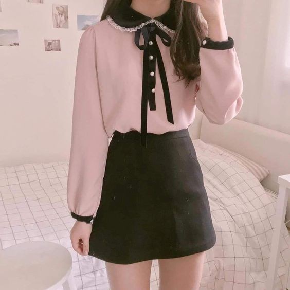 ❉Quatio กระโปรงผู้หญิงเอวสูงทรงเอ  ผ้าฮานาโกะ