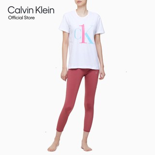 เสื้อยืดผ้าฝ้ายระบายอากาศCalvin Klein Nightwear เสื้อยืดผู้หญิง เสื้อยืดแขนสันผู้หญิง สีขาว รุ่น QS6436 KR9ถูกสุดๆS-5XL