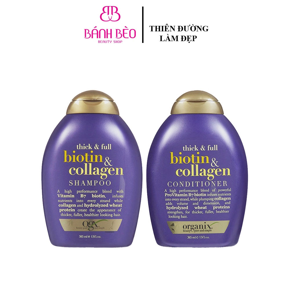 Biotin &amp; Collagen OGX Conditioner Shampoo Set Against Hair Loss 385ml