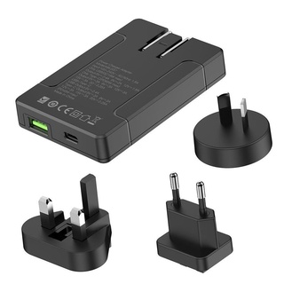 Budi EU US UK 65W Dual Fast Wall Charger PD 3.0 USB C อะแดปเตอร์ปลั๊กพับได้ พร้อม 18W USB A Travel Power Fast Charger สําหรับ iPhone