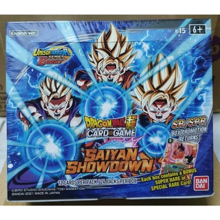 2021 Dragon Ball Super Card Game Booster Box BT15 - Saiyan Showdown seal box, ของแท้ ภาษาอังกฤษ แกะกล่องขายแยกซอง