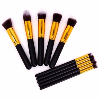 BOnline เเปรงเเต่งหน้า 10 ชิ้น สีทอง/ดำ Gold Brush Set 10 Pcs