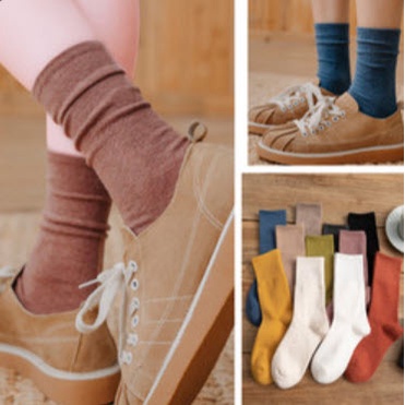 (ส่งจากไทย ราคาต่อ1คู่) w.130 ถุงเท้า ข้อกลาง แฟชั่น