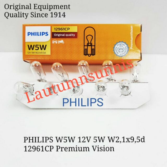 10PCS PHILIPS W5W 12V 5W W2,1x9,5d 12961CP PREMIUM VISION