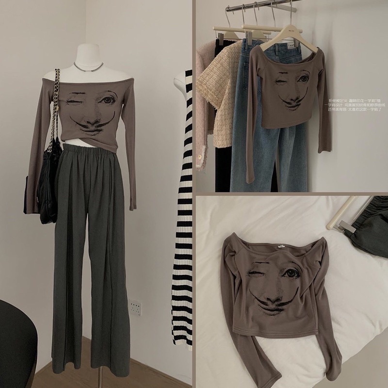 เสื้อแขนยาวปาดไหล่ งานป้าย WG.WE🇰🇷