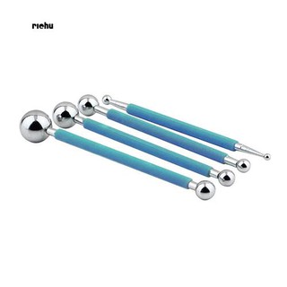 Richu_4Pcs Stainless Steel Double Sided Sugar Paste Cake Ball Flower Modeling Tools