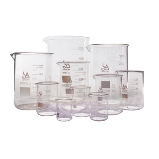 บีกเกอร์แก้วทนไฟ 25 ml. - 600 ml. (Beaker - BORO 3.3 Glass 25 ml. - 600 ml.)