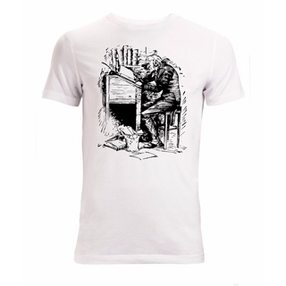 เสื้อยืดผ้าฝ้ายพิมพ์ลายขายดี  ใหม่ เสื้อยืดลําลอง แขนสั้น พิมพ์ลาย Ebenezer Scrooge Charles Dickens สีขาว แฟชั่นฤดูร