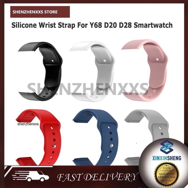 สายนาฬิกาข้อมือซิลิโคน TPU แบบนิ่ม สีดํา สีชมพู สีขาว สําหรับ Y68 D20 Smartwatch
