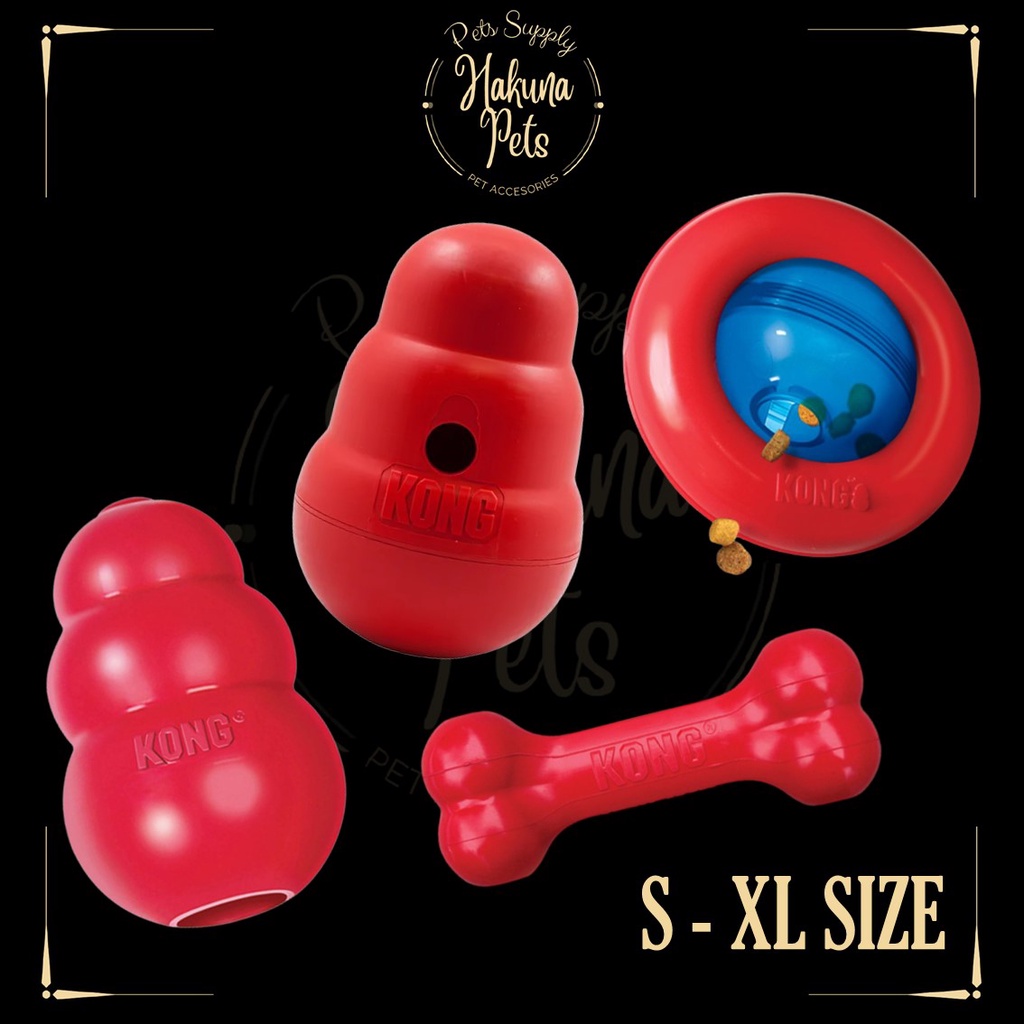 Kong Dog Toy (Kong Classic / Kong Wobbler / Kong Gyro / Goodie Bone ) ของเล่นสุนัข ของเล่นยาง Mainan