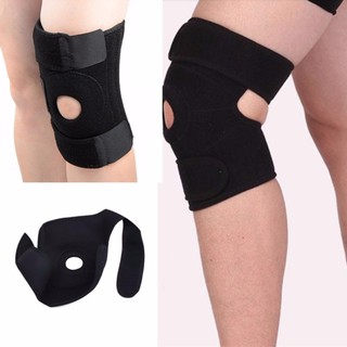 สนับเข่า สายรัดเข่า แบบมีรูตรงกลาง เสริมด้วยโฟมอย่างดี Knee Support-สีดำ