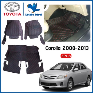 little bird พรมปูพื้นเข้ารูปรถยนต์ Toyota Corolla Altis ประตู ปี2008-2013 (หนังแท้ PU มี 12สี) พรมปูพื้นรถยนต์ พรมรถยนต์