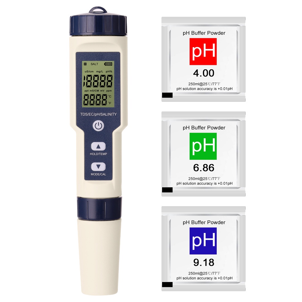 ✷❖❉5 in 1 Professional Multi-parameter Combo Testing Meter PH/EC/TDS/Salinity/Thermometer Digital Mu