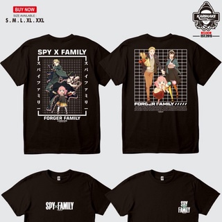 คอลูกเรือเสื้อยืดคอกลมแขนสั้นโอเวอร์ไซส์เสื้อยืด พิมพ์ลายอนิเมะ Crazy SPY X FAMILY FORGER FAMILY V3 สําหรับครอบครัวS-4XL