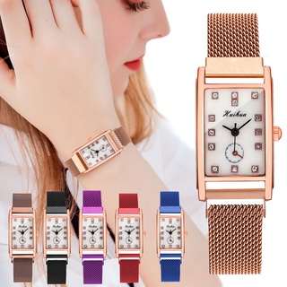 【READY STOCK】Women Magnet Buckle Rectangle Diamond Dial Watches Luxury Ladies Quartz Wrist Watch