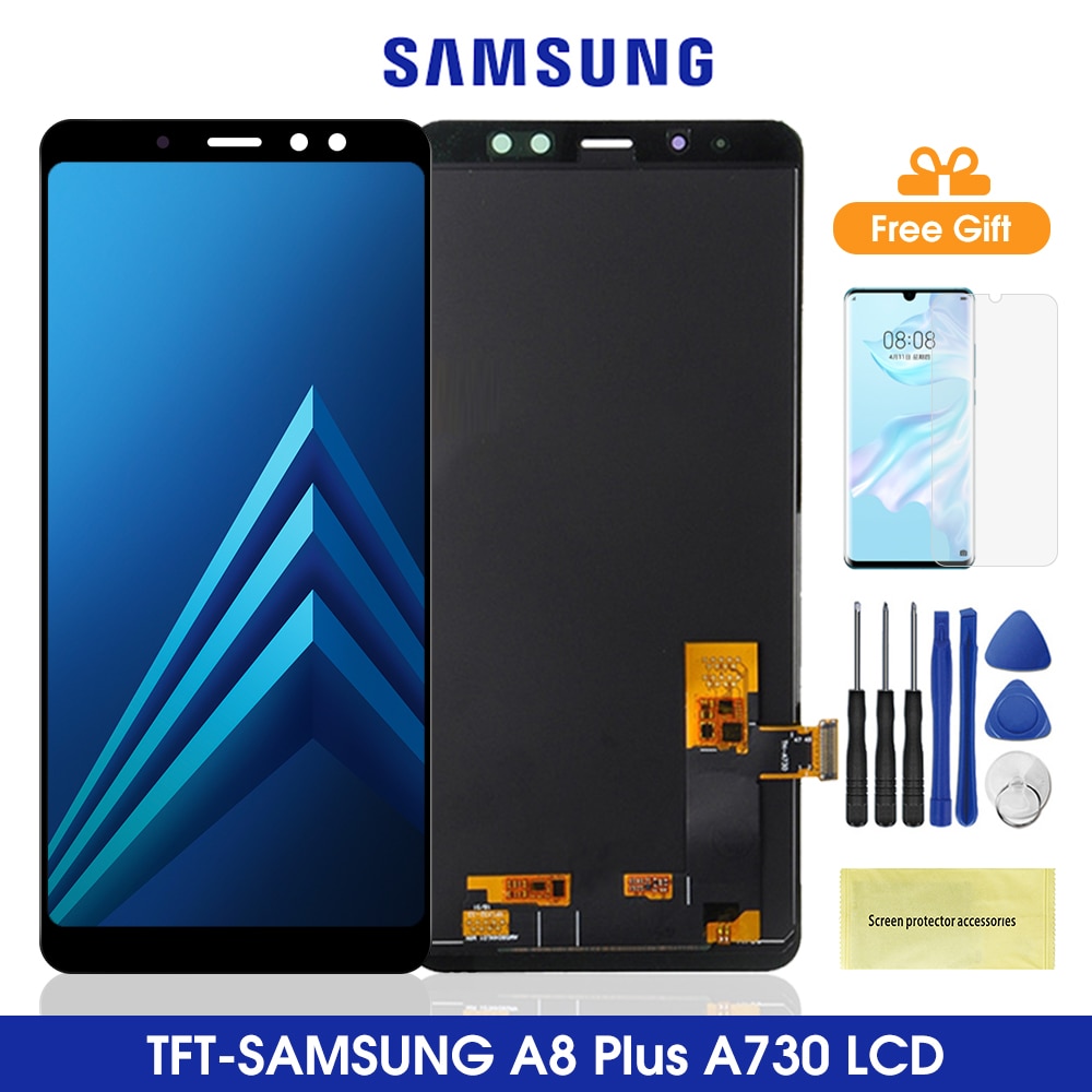 A730 LCD สําหรับ Samsung Galaxy A8 Plus 2018 จอแสดงผล LCD Touch Screen Digitizer Assembly สําหรับ Sa