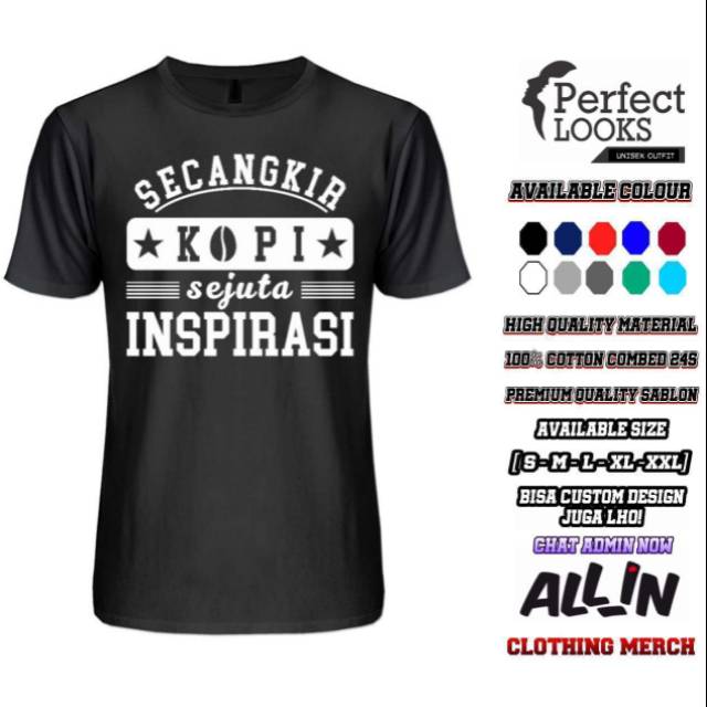 เสื้อยืด Pecinta CELECTED COFFEE MILLION INSPIRATION COOL SHORT SLEEVED MEN& 39;S COFFEE เสื้อยืด