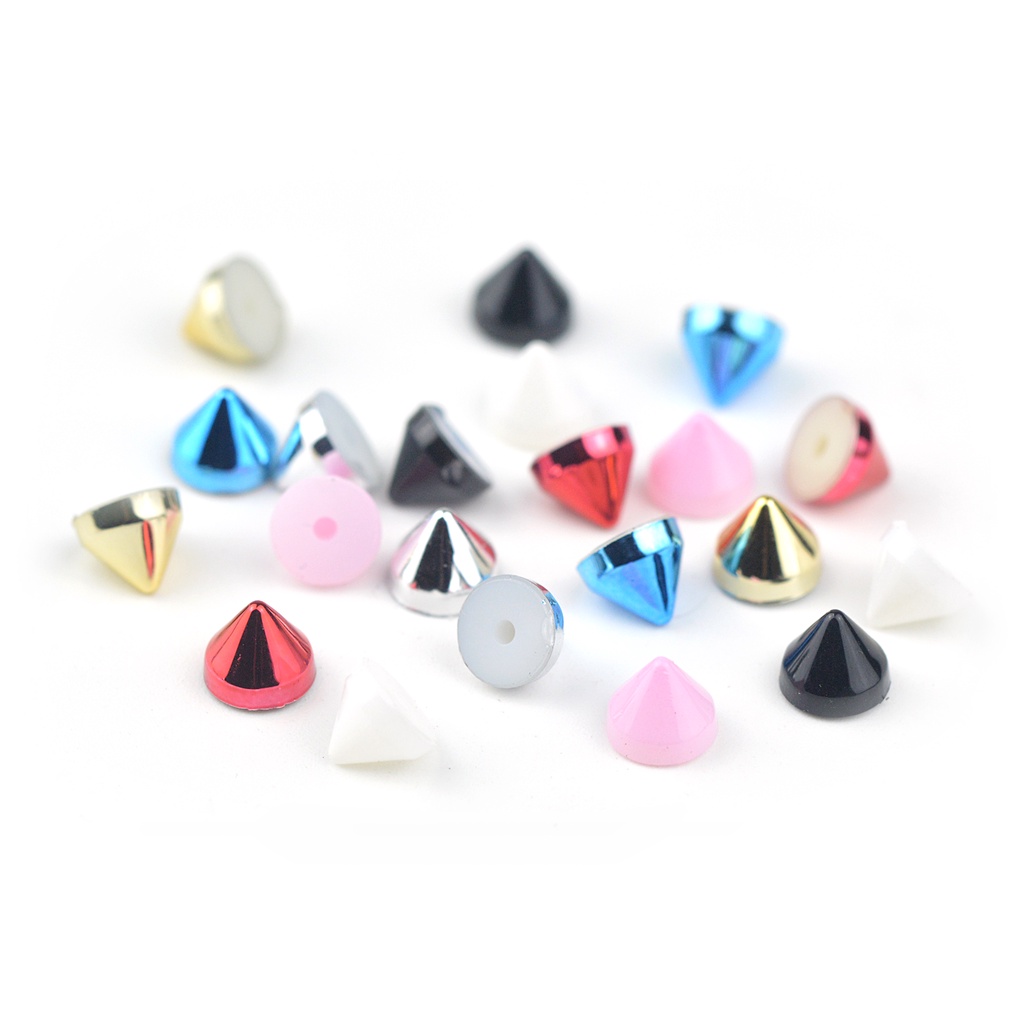 100 ชิ้น ABS Spikes กรวย Punk Studs Rivets สําหรับรองเท้ากระเป๋าเสื้อผ้าตกแต่ง 6.5x5.2 มม.