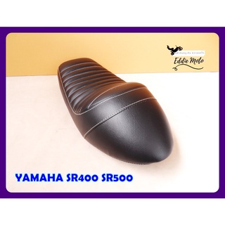 YAMAHA SR400 SR500 "BLACK" COMPLETE SEAT with "WHITE" STITCHING "EDDIE MOTO" BRAND // เบาะรถมอเตอร์ไซค์ สีดำ ด้ายขาว