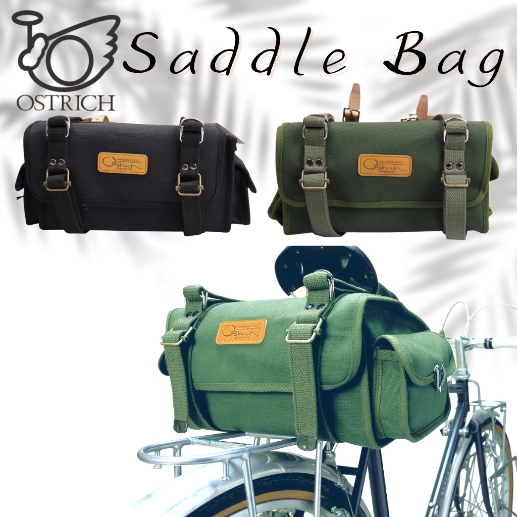 กระเป๋าใต้อานจักรยานทัวร์ริ่ง Ostrich S-2 ผ้าเเคนวาส Made in Japan