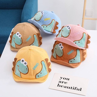 [พร้อมส่ง] หมวกเด็ก 3เดือน - 2ปี รอบหัว:46-48 cm. หมวกแก๊ปเด็ก (Cap) ผ้าฝ้าย ลายไดโนเสาร์ 🦖 (DINO) หมวกแฟชั่นเด็ก