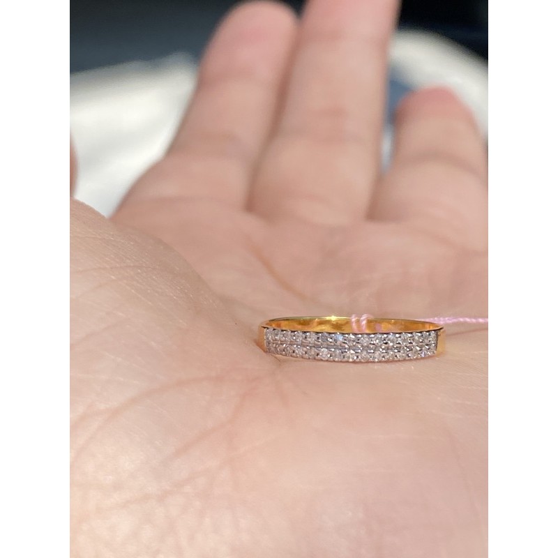 แหวนเพชรแท้ ทองแท้ 9K เพชรเหลี่ยมกุหลาบ ทรงแหวนแถว 2 แถว -  Orathaisaengmaneenuor - Thaipick