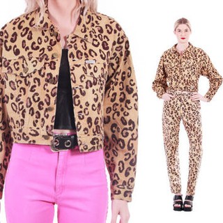 90s Vintage Guess Jean Jacket Leopard Animal Print Boxy Denim Classic (limited) 120$ ราคาเต็ม3960บาทจ้า