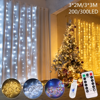 ⭐พร้อมส่ง⭐ 3*2M/3*3M ม่านไฟ Led 200/300 ดวง ปรับได้ 8 โหมด สําหรับตกแต่งบ้าน งานปาร์ตี้ ม่านสายสตริงไฟ