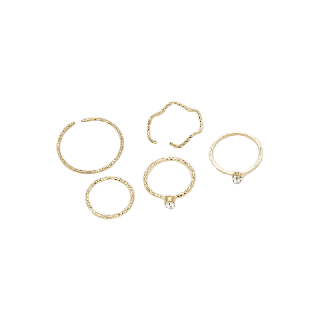 สุดคุ้ม แหวนเซ็ทละ 5 วง แหวนประดับเพชร แหวนแฟชั่น แหวนเกาหลี แหวนทอง เครื่องประดับผู้หญิง บางวงปรับขนาดได้A08-04-10