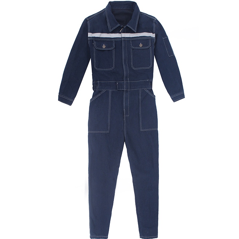 Men Denim Work Coveralls Repairman Overalls with Reflective Strip Working Welding Uniforms Plus Size Safety Clothing #4