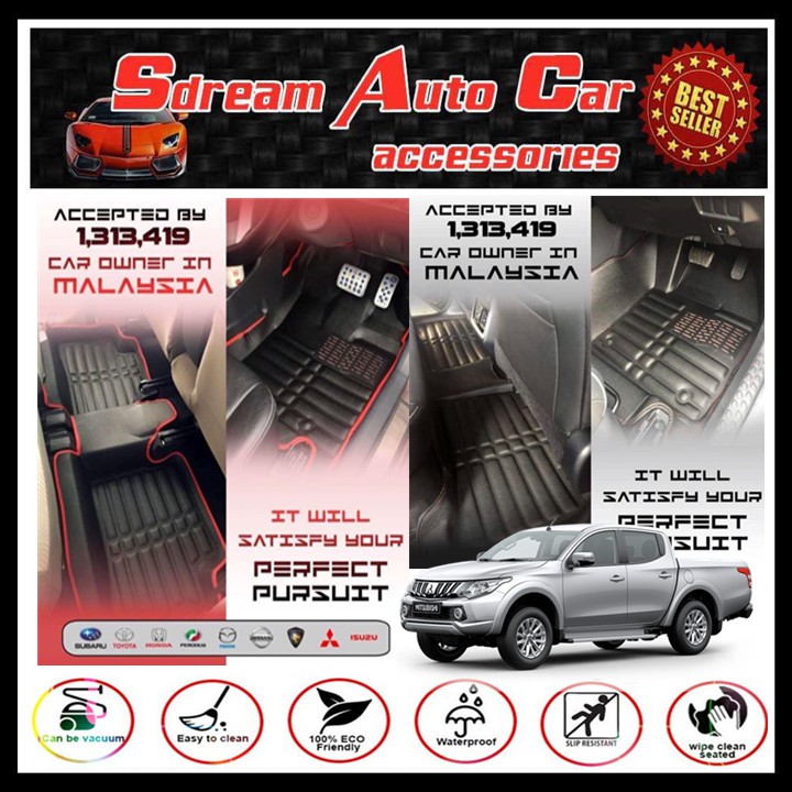 พรมพรมปูพื้นรถยนต์ Mitsubishi Triton 2006-2020 5D