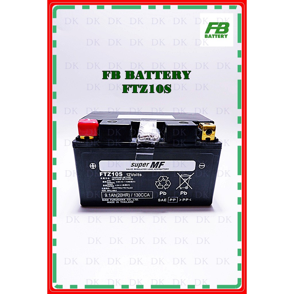 FB Battery FTZ10s 12V. 9.1Ah แบตเตอรี่ รถมอเตอร์ไซด์  (แบบแห้ง)