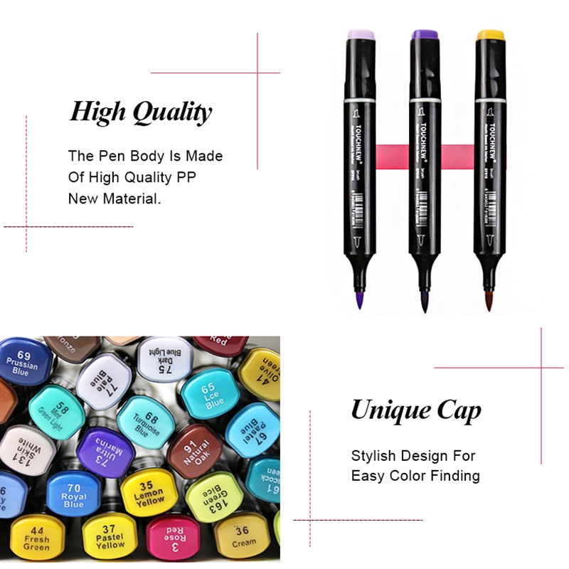 AICRANE 6080168 Colors Soft Brush Markers Pen Dual tips Alcohol Based