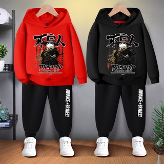 #E120+K219Bชุดเซ็ทเด็กชายและเด็กหญิงเสื้อฮู้ด+กางเกงขายาว2ชิ…