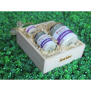 ชุดของขวัญ กิ๊ฟเซ็ต Gift Set เทียนหอม อโรม่า Lavender  ชุดเทียนกลิ่นลาเวนเดอร์แท้ บรรจุในกล่องไม้สน นำเข้าจากนิวซีแลนด์