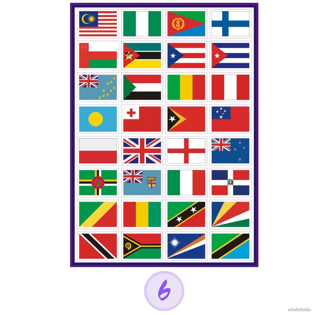 ∏¤❉สติ๊กเกอร์ติดกระเป๋าเดินทาง 👜 PVC กันน้ำ ลายธงชาติ ขนาด A4 มี 7 ชุดให้เลือก ชุดละ 32 ประเทศ Luggage Sticker