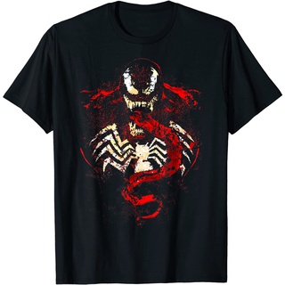 ROUND คอลูกเรือเสื้อยืด ผ้าฝ้าย พิมพ์ลายกราฟฟิค Marvel Venom Splatter Tongue Cut-Out สําหรับผู้ชาย-4XL