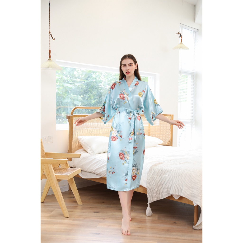 เสื้อคลุมกิโมโน เสื้อคาร์ดิแกน พิมพ์ลายดอกโบตั๋น แฟชั่นฤดูร้อน สําหรับเจ้าสาว - รูปที่ 5