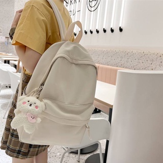 กระเป๋าเป้ Pastel Backpack กระเป๋าเป้สีพาสเทล น่ารัก แถมพวงกุญแจน้องหมี คิ้วๆ สินค้าพร้อมส่ง