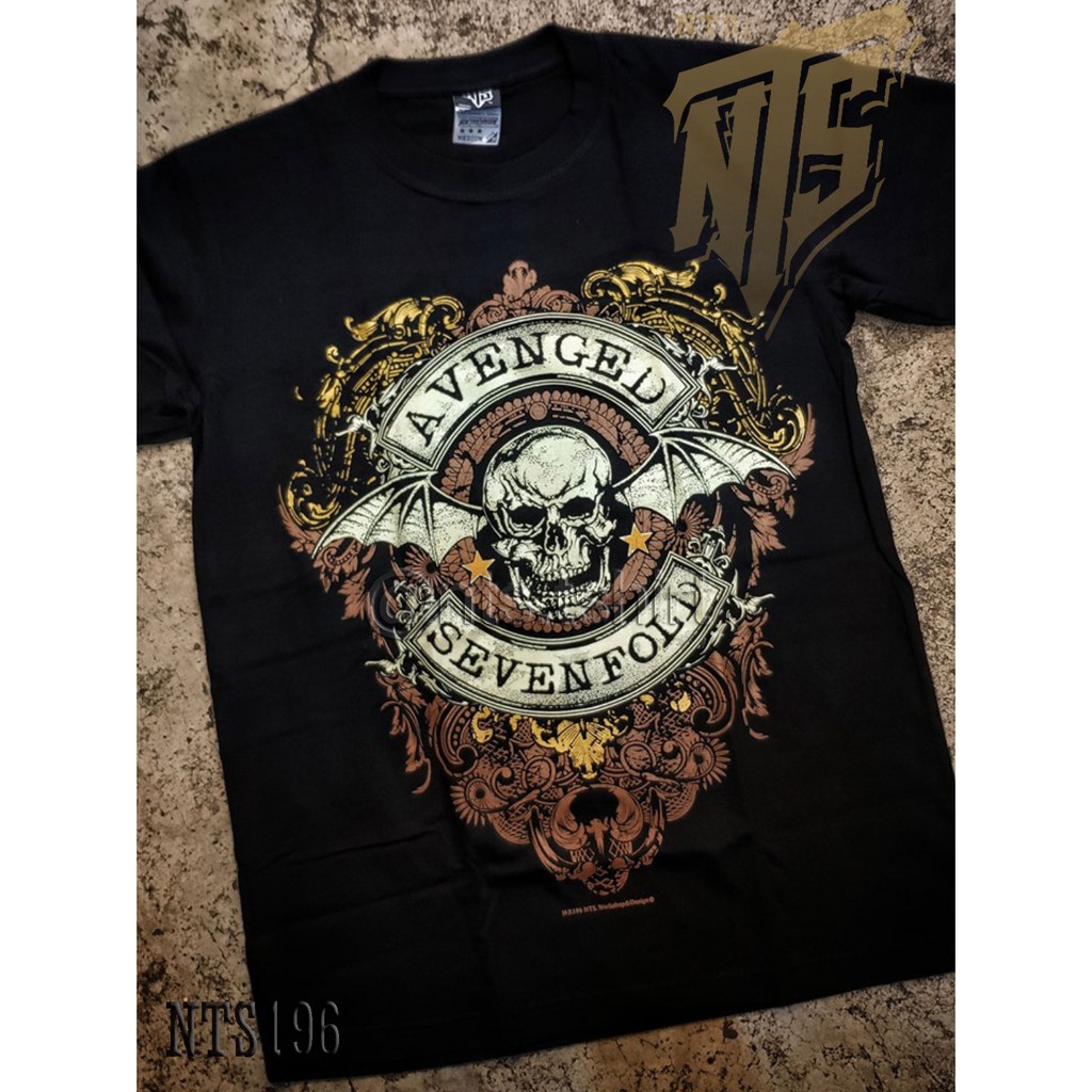 NTS 196 A7X Avenged ROCK เสื้อยืด ลายวงดนตรี ซิลค์สกรีน ผ้าคอตตอนหนานุ่ม ไม่หดไม่ย้วย สีดำ S M L XL XXL