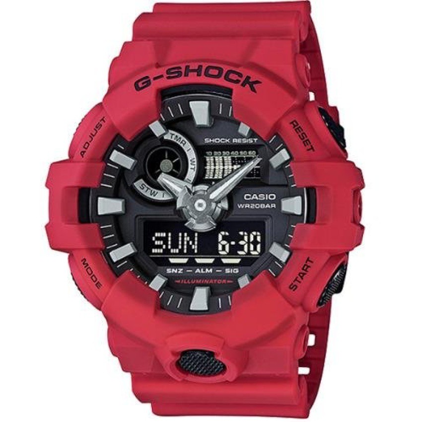 Casio G-Shock นาฬิกาข้อมือผู้ชาย สายเรซิ่น รุ่น GA-700,GA-700-4A - สีแดง