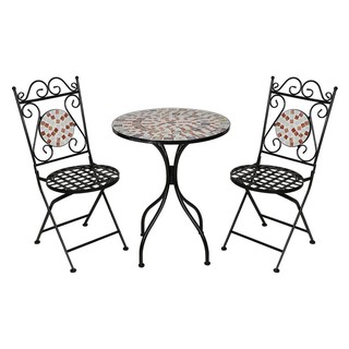 Table and chairs set 2-SEAT STEEL PATIO SET SPRING BROWN Outdoor furniture Garden decoration accessories ชุดโต๊ะเก้าอี้ส