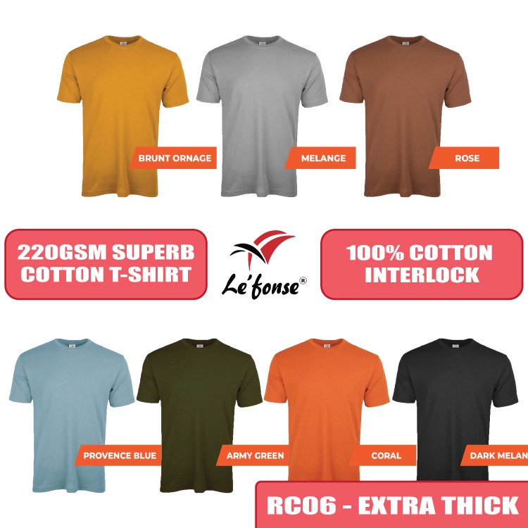 เสื้อยืดผ้าฝ้าย Superb หนาพิเศษ RC06 เสื้อยืดคอกลม Unisex สบายสุด RC06 Group C